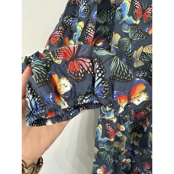 Johnny Was Dress Size L Butterfly Papillon Tiered Smock Tassel Cotton Boho Slip - Picture 3 of 8